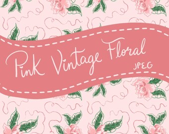 Diseño floral vintage rosa // Diseño digital dibujado a mano - Descarga JPEG // Colecciones Covenant