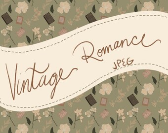 Patrón sin costuras de romance vintage // Diseño digital dibujado a mano - Descarga JPEG // Covenant Collections