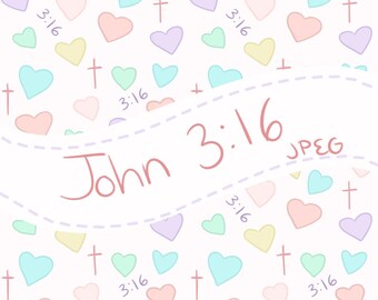 Patrón sin costuras de Juan 3:16 // Diseño digital dibujado a mano - Diseño JPEG // Colecciones del Pacto