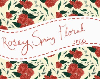 Rosey Spring Floral|| Hand Drawn Digital Design- JPEG Download|| Covenant Collections