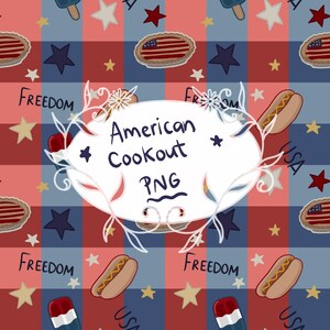American Cookout Seamless Pattern|| Hand Drawn Digital Design- PNG|| Covenant Collections