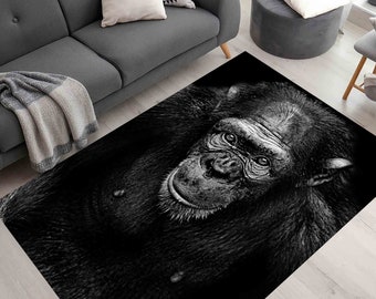 Stair Rugs, Office Rug, Old Monkey Poster Rugs, Indoor Rug, Old Monkey Rug, Animal Rug Non-Slip Carpet Rug, Animal Rug, Cute Rugs, Black Rug