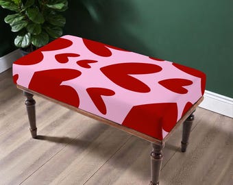 Red Pink Abstract Bench, Organic Shape Upholstered Furniture, Playful Modern Seating, Graphic Accent Bench, Contemporary Home Decor