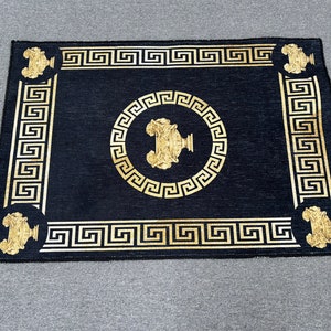 Gold Rug, Step Rugs, Greek Pattern Rugs, Modern Rugs, Living Room Rug, Black Rug, Front Door Rug, Kitchen Rug, Corridor Rug, Luxury Rug,