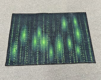 Tappeti con codice binario, tappeti per informatica, tappeto nero e verde, tappeto con codice Matrix, tappeto con software, tappeti moderni, tappeto morbido, tappeto alla moda, tappeto per corridoio