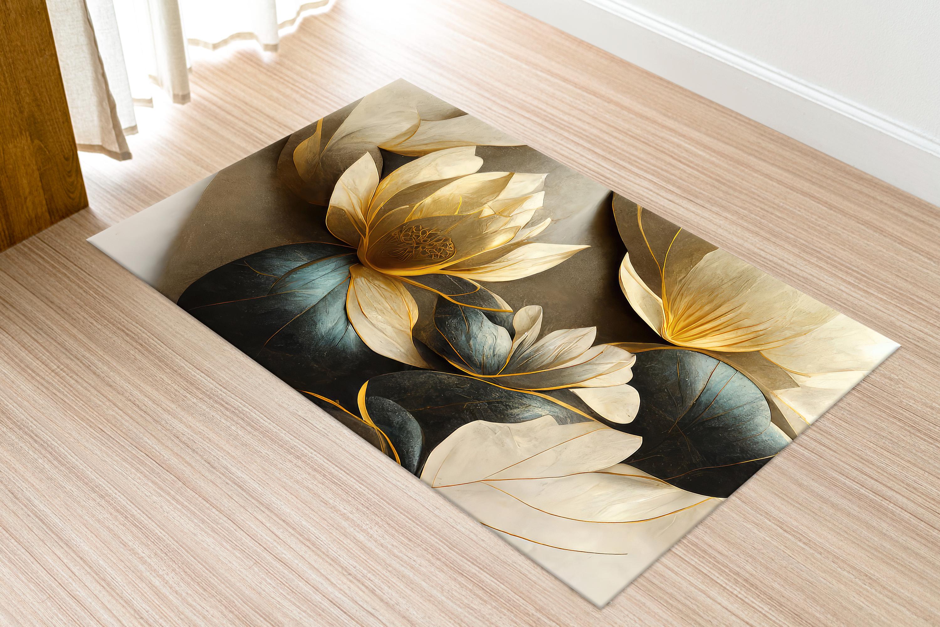Modern Rug Lotus Rug Lotus Rugs, Lotus Flower Rug, Luxury Rug, Botanical Rugs, Colorful Rug ...