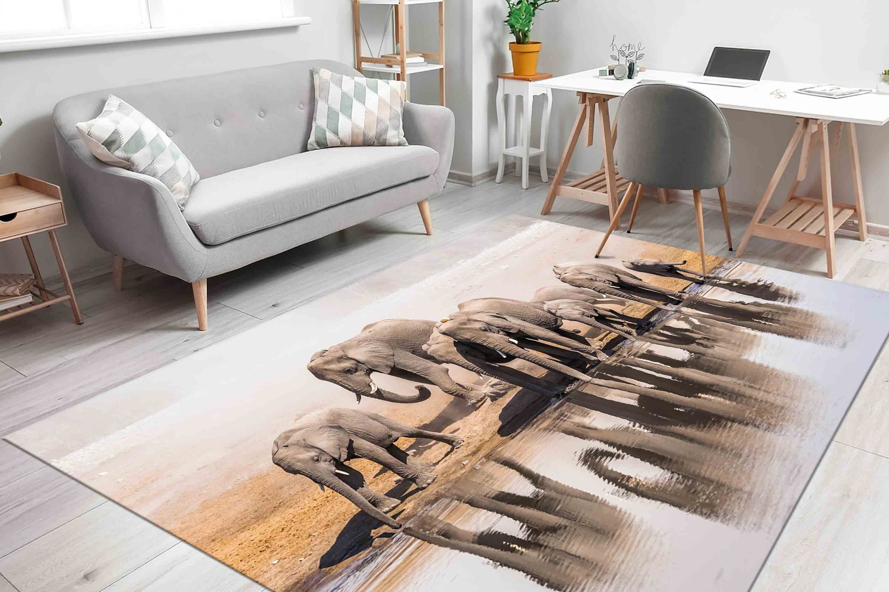 Big African Elephants Rugs, Elephant Family Rugs, Farmhouse Rug, Animal ...