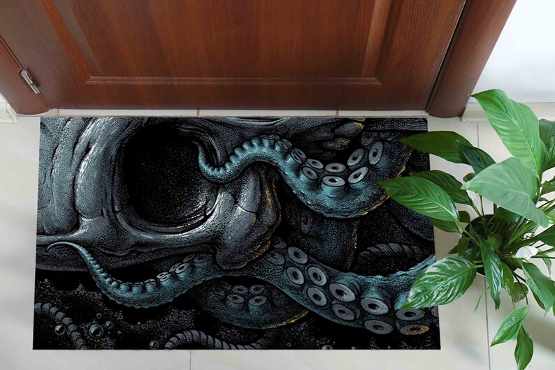 Tappeto polpo, tappeto horror, tappeti moderni, tappeto per animali, tappeto per saloon, tappeto per porta d'ingresso, tappeto per scale, tappeto personalizzato, tappeto per arredamento ufficio, tappeto stampato in 3D, immagine 5
