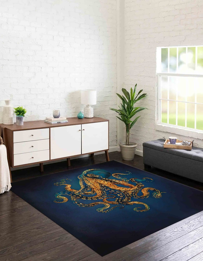 Personalizeds Rug, Octopus Rugs Modern Rug, Indoor Rugs, Personalized Gifts Rugs, Runner Rugs, Animal Rugs, Octopus Rugs, Chenille Rug, image 2