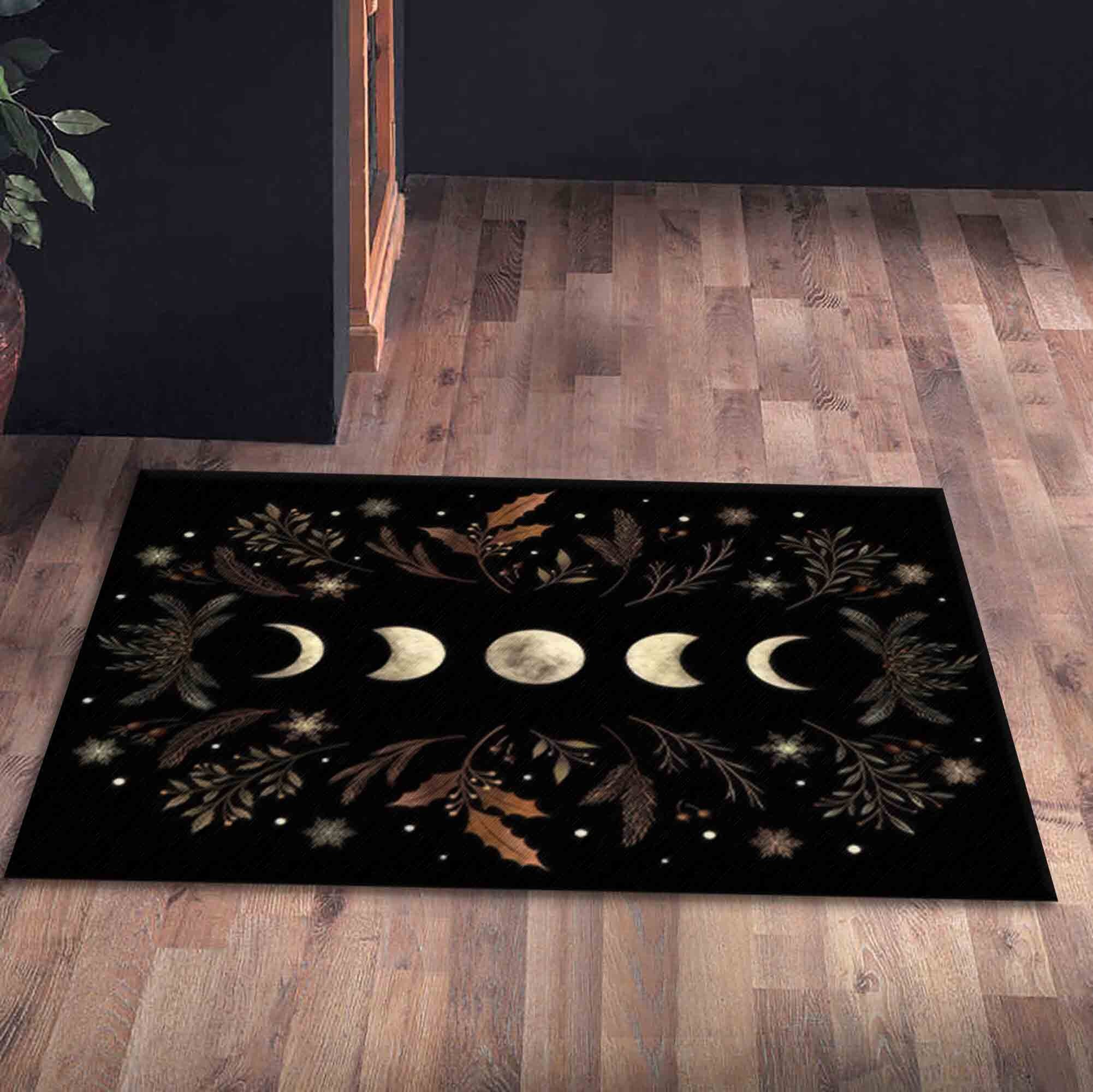 Beware Rug Moon Rug Boho Moon and Flowers Rugs, Moon Rugs, Boho Moon Rugs, Modern Rug, Wall ...