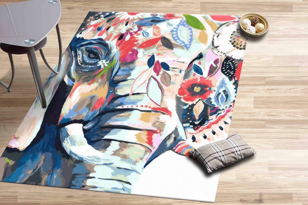 Personalized Gifts Rug, Elephant Painting Rugs, Modern Rugs, Door Mat
