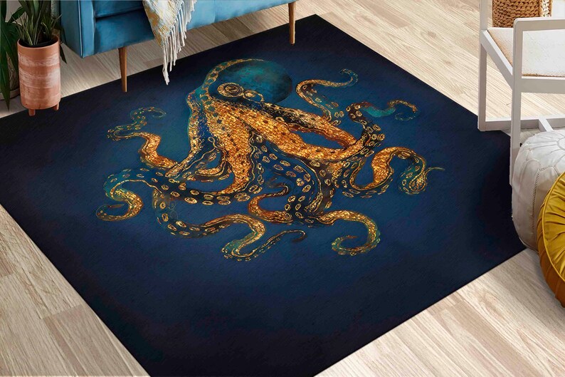 Personalizeds Rug, Octopus Rugs Modern Rug, Indoor Rugs, Personalized Gifts Rugs, Runner Rugs, Animal Rugs, Octopus Rugs, Chenille Rug, image 4