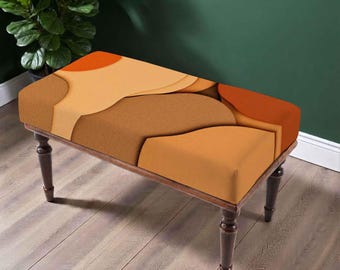 Warm Abstract Bench, Burnt Orange Upholstered Furniture, Organic Shape Seating, Modern Earth Tone Accent, Contemporary Home Decor