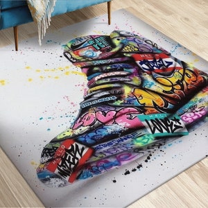 Sneakers Graffiti Rugs, Colorful Sneakers Rugs, Abstract Rugs, Graffiti Soft Rug, Wall Hanging Rug, Kids Room Gift, Painting Graffiti Rug,