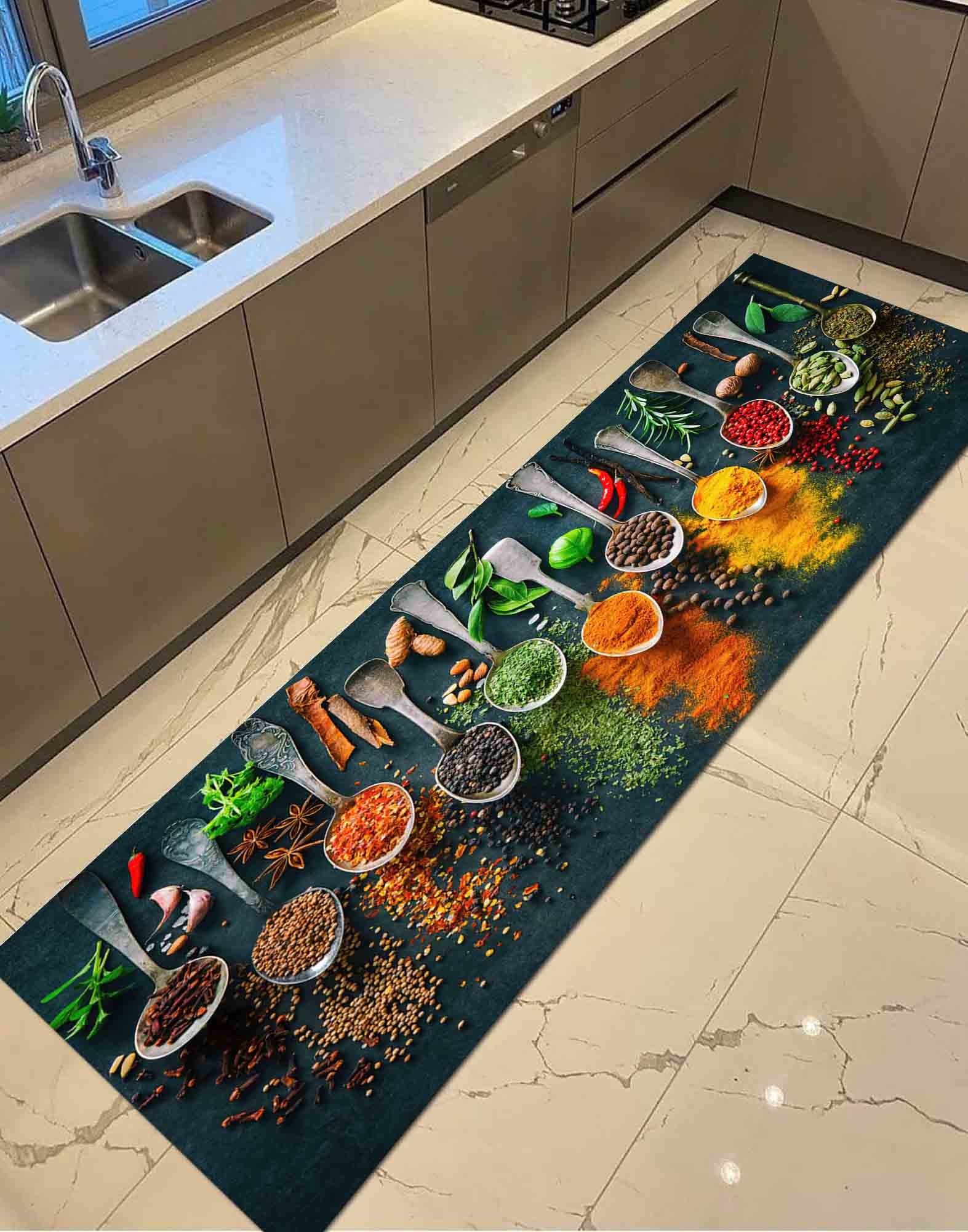 Spice Rug Kitchen Rugs, Indian Spices Rug, Spices Kitchen Rugs, 3D Printed Rugs ...