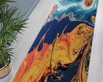 Colorful Rug, Modern Rug, Contemporary Rug, Anti-Slip Carpet Rugs, Abstract Colorful Rug, Chenille Rugs, Orange Rugs, Luxury Rug, Home Decor