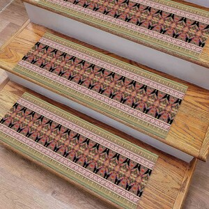 Pink Rug, Green Rug, Trendy Rug, Ethnic Pattern Rug, Modern Rug, Washable Stair Rug, Gift For Him, Pattern Rug, Personalized Rug, Cool Rug,