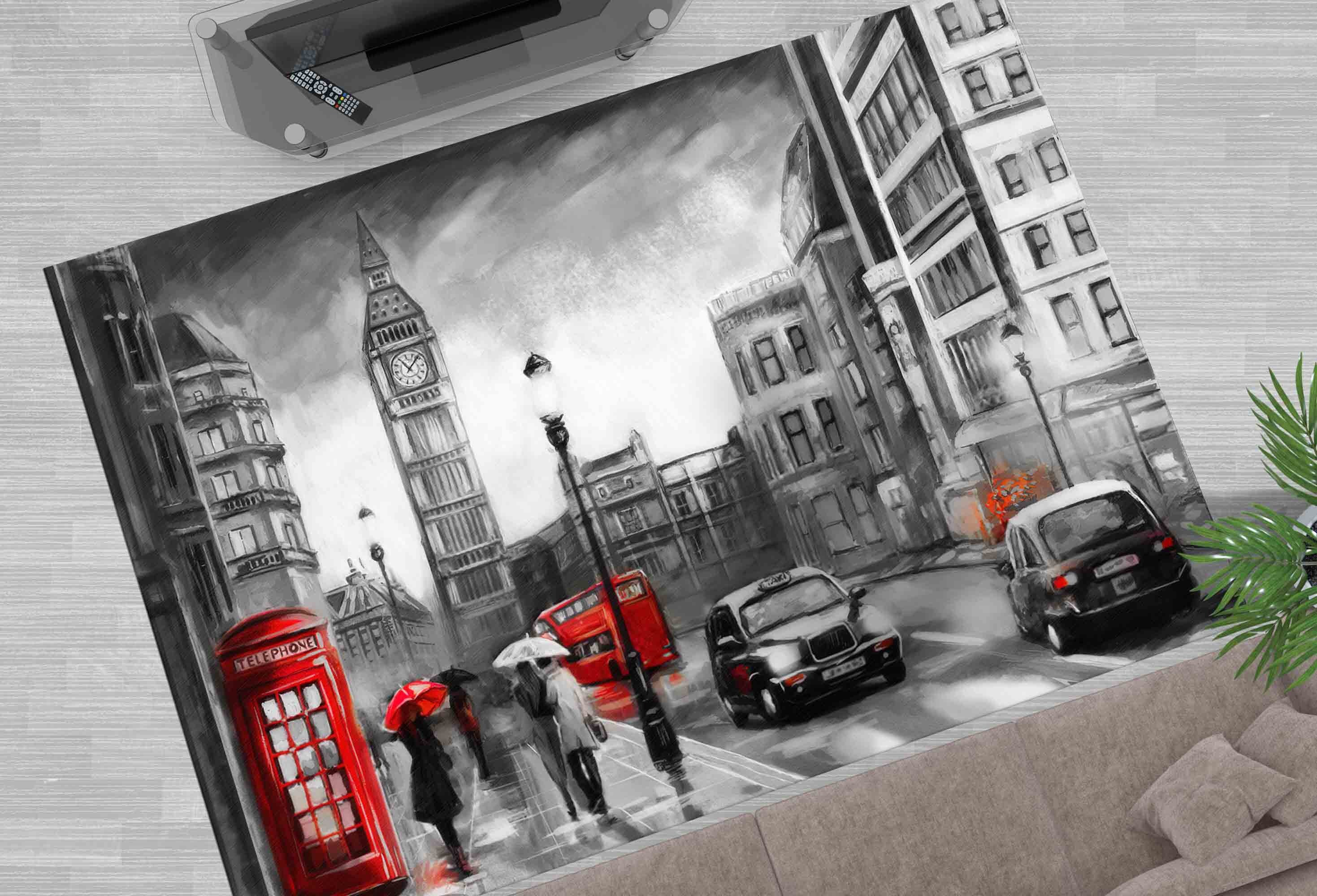 Telephone Rug Red Umbrella Rugs, 3D Printeds Rug, View Rug, Non-slip Carpet Rug ...