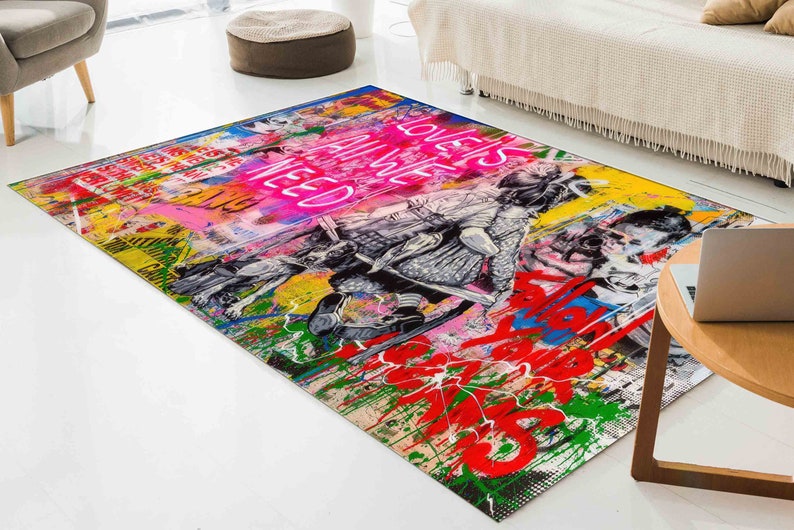 Entryway Rugs Kitchen Rug Street Graffiti Rug Graffiti - Etsy