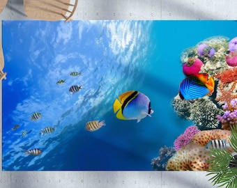 Animal Rug, Fish Rugs, Popular Rug, Entry Rug, Underwater Fish View Rugs, Blue Rugs, Cool Rug, Ocean Landscape Rug, Car Mat Rugs,