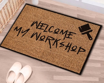 Doormat Rugs, Welcome My Workshop Rug, Home Gift Rug, Printed Doormat Rugs, Colorful Rug, Indoor Rug, Thin Rug, Decorative Rug,