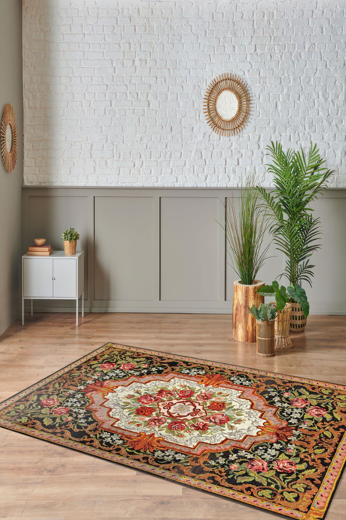 Devora Digital Rug Floral Medallion Digital Rug, Vintage Tapestry Style Printed Carpet ...