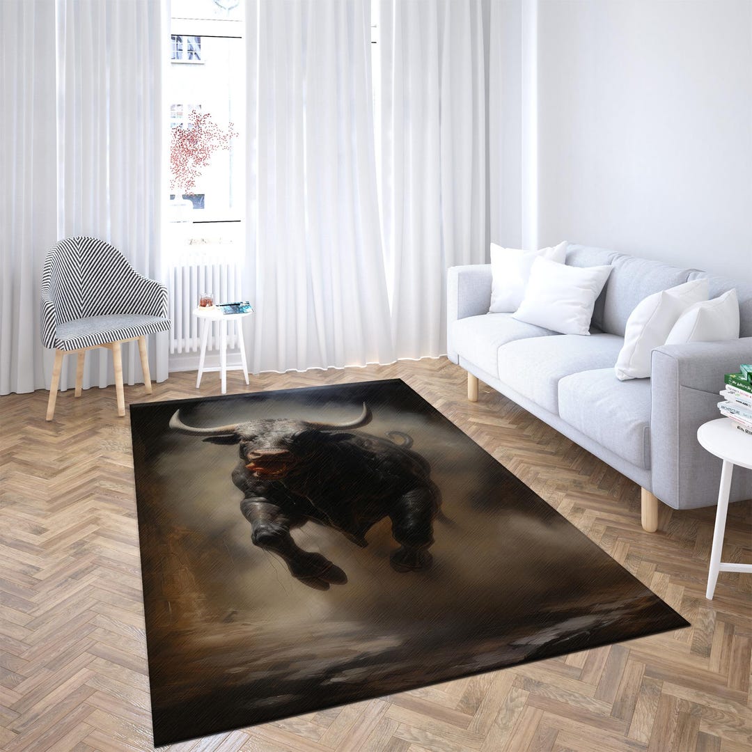 Bull Rug, Loft Rug, Man Cave Rug, Animal Rug, Front Door Rug, Nursery ...