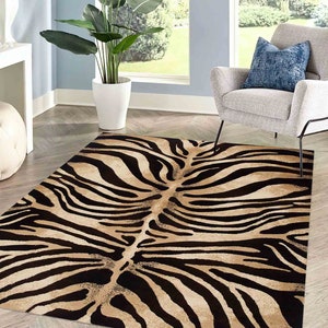 Zebra Rug, Zebra Pattern Rugs, Black Rugs, Modern Rugs, Salon Decor Rug, Hallway Rug, Cool Rug, Wall Hanging Rug, Bridesmaid Gift, image 1