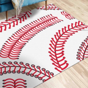 Baseball Steek Rug, White Rugs, Boy Room Rug, Motivational Rug, Outdoor Rug, Bedroom Rug, 3D Printed Rug, Popular Rug, Chenille Rug,