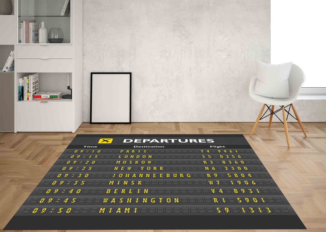 Traveling Rug Departures Rugs, Travel Rug, Airport Departure Rugs, Modern Rug, Thin ...