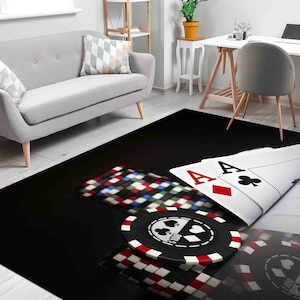 Speelkaarttapijten, casinotapijten, modern tapijt, accenttapijt, salondecor tapijt, loper tapijt, cadeau voor hem, opstapkleed, 3D-geprint tapijt, vloerkleed,