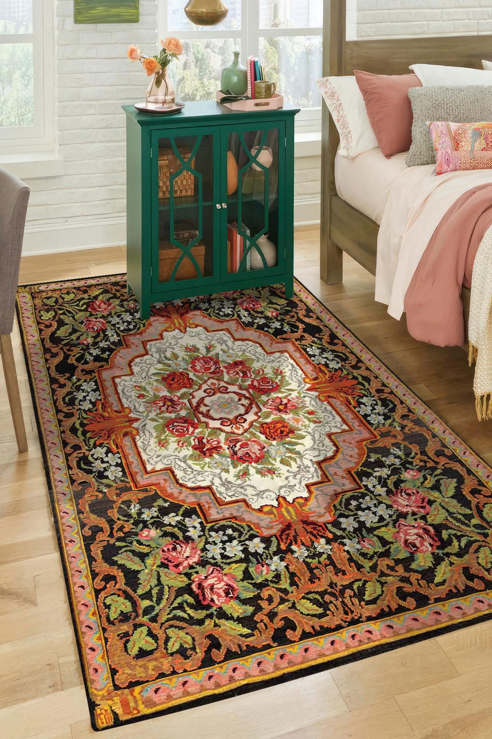Devora Digital Rug Floral Medallion Digital Rug, Vintage Tapestry Style Printed Carpet ...
