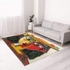 Picasso Rugs, Exhibition Rugs, Minimal Rugs, Reproduction Rugs, Office Rug, Saloon Rug, Gift For Her, Office Decor Rug, Thick Rug, image 2