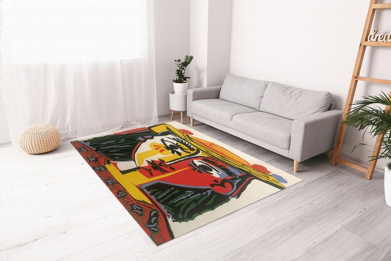 Picasso Rugs, Exhibition Rugs, Minimal Rugs, Reproduction Rugs, Office Rug, Saloon Rug, Gift For Her, Office Decor Rug, Thick Rug, image 2