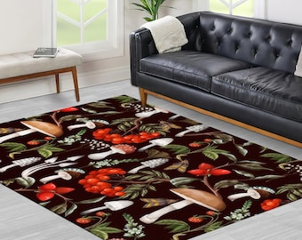 Colorful Rug, Mushroom Rug, Colorful Rugs, Salon Rug, Non-Slip Carpet Rugs, Gift For Him Rugs, Modern Rug, Machine Washable Rug, Home Decor,
