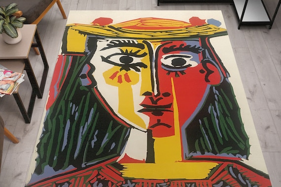 Picasso Rugs, Exhibition Rugs, Minimal Rugs, Reproduction Rugs, Office Rug, Saloon Rug, Gift For Her, Office Decor Rug, Thick Rug,