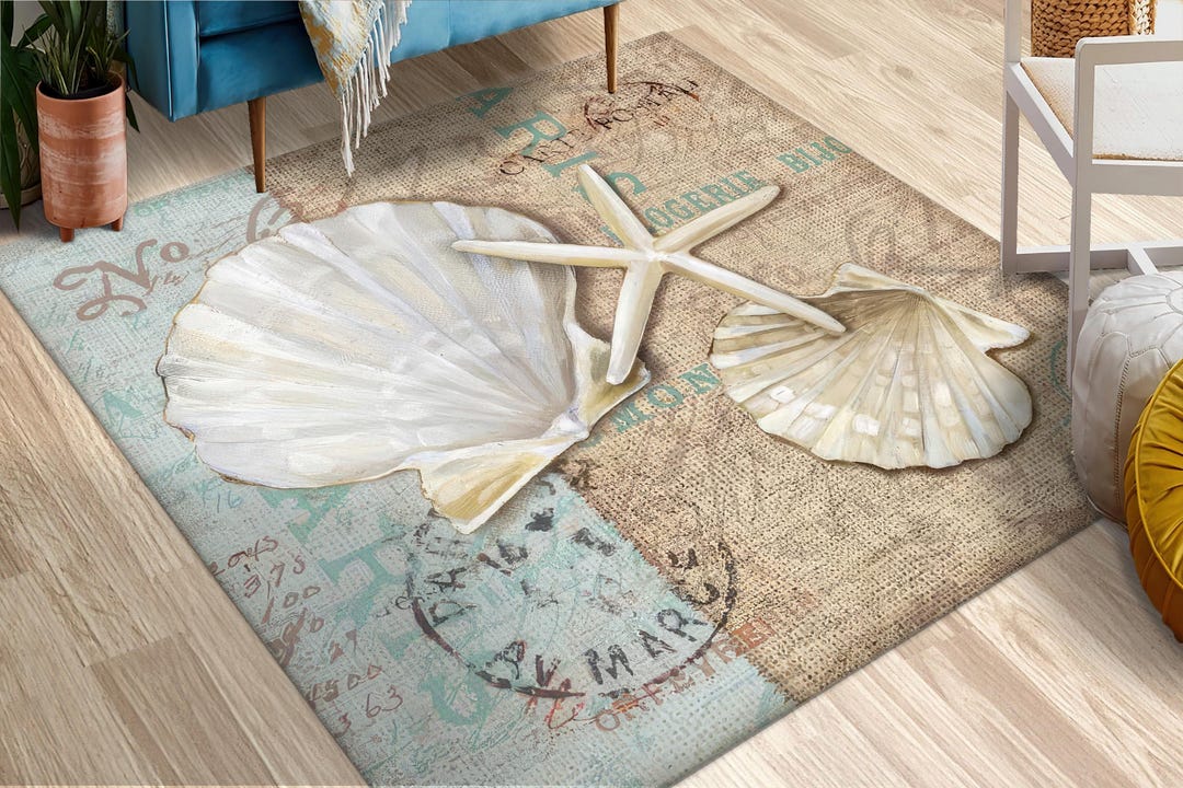 Nautical Home Decor, Ocean Theme Carpet, Washable Area Rug, Non Slip ...