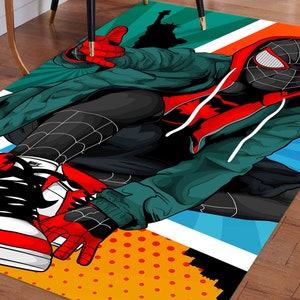 Alfombras de Spiderman, Alfombras para habitación de niño, Alfombra infantil, Alfombra decorativa, Alfombra para escalones, Alfombra para colgar en la pared, Regalo para ella, Alfombra de pasillo, Alfombra grande, Alfombra antideslizante.