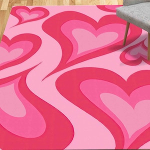 Pink Girl Room Rugs, Heart Rug, Pink Hearts Rug, Children Rug, Girl Room Rug, Customs Rug, Easy To Clean Rug, Colorful Rug, Cool Rug,