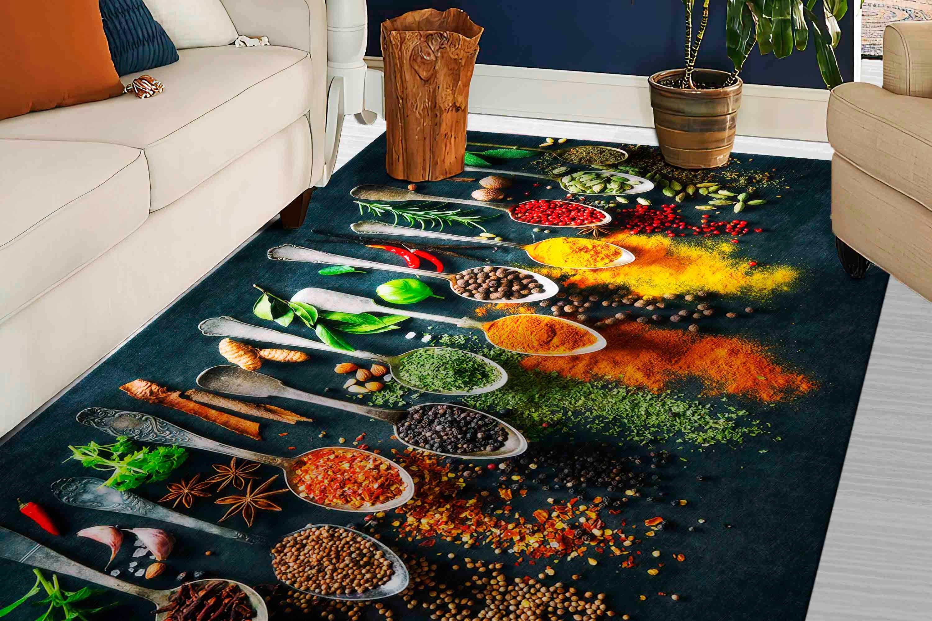 Spice Rug Kitchen Rugs, Indian Spices Rug, Spices Kitchen Rugs, 3D Printed Rugs ...