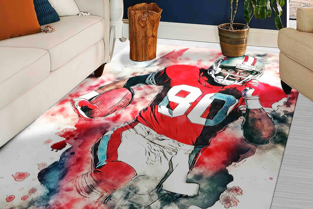 Rice Rug, Office Decor Rug, Jerry Rice Painting Rug, Easy to Clean Rugs