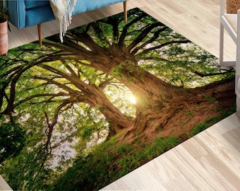 Kleurrijk tapijt, boomtapijt, coole tapijten, natuurlandschaptapijt, gepersonaliseerd tapijt, tapijt boslandschap, boerderijdecortapijten, patroontapijten,