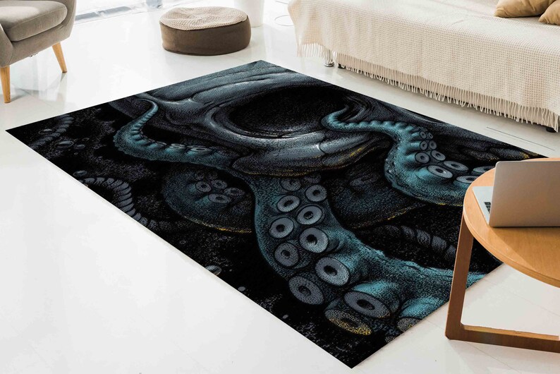 Tappeto polpo, tappeto horror, tappeti moderni, tappeto per animali, tappeto per saloon, tappeto per porta d'ingresso, tappeto per scale, tappeto personalizzato, tappeto per arredamento ufficio, tappeto stampato in 3D, immagine 4