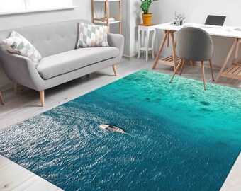 Sea Rug, Office Decor Rug, View Rugs, Accent Rug, Coastal Decor Rug, 3D Printeds Rug, Ocean Rugs, Gift For Him Rug, Gift For The Home Rug,