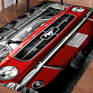 Ford Mustang Shelby-kleed, rode autotapijten, Ford Mustang-tapijten, garagetapijt, vloerkleed voor binnen, cool tapijt, gepersonaliseerde geschenken, vloerkleed woonkamer,