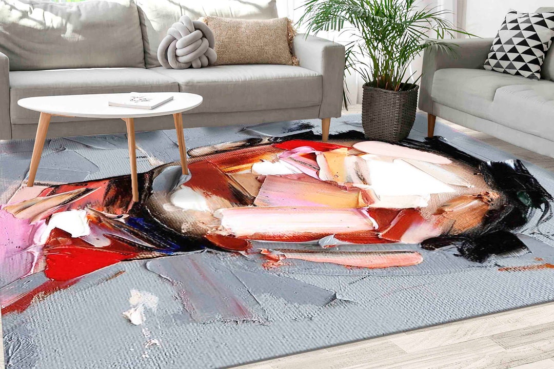 Abstract Face Rug, Face Painting Rugs, Oil Painting Rugs, Modern Rug