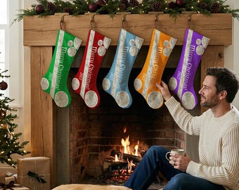 Merry Christmas Stockings, Colorful Xmas Stocking Designs, Modern Circle Print Christmas Socks, Festive Fireplace Mantel Decorations