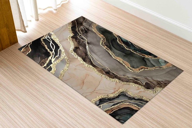 Brown Marble Rugs, Chenille Rugs, Modern Rugs, Home Decor Rug, Modern Marble Rugs, Thick Rugs, Wedding Rugs, Kitchen Rug, Area Rugs, image 5