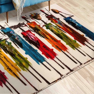 African Rugs, African People Rugs, Non-Slip Carpet Rug, Modern Rug, Abstract People Rugs, Masai People Painting Rugs, Personalizeds Rug,