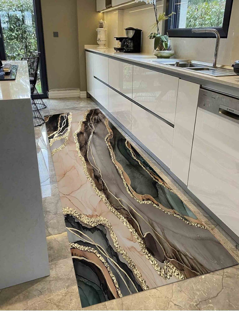 Brown Marble Rugs, Chenille Rugs, Modern Rugs, Home Decor Rug, Modern Marble Rugs, Thick Rugs, Wedding Rugs, Kitchen Rug, Area Rugs, image 3